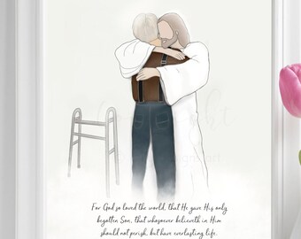 Man Hugging Jesus Art: Christian Funeral Program Printable (Digital Art)