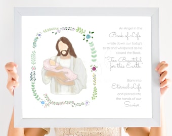 Loss of Child Print: Angel Holding Baby Art (Digital Download)
