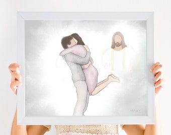 Condolence Gift, Embrace In Heaven, Heavenly Embrace, Welcome Home, Jesus Christ Art, Sympathy Gift, Condolence Art, Sympathy Art, Memorial