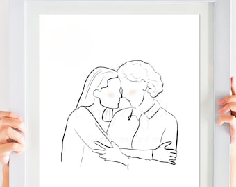 Mother Daughter Line Art Print: Minimalist Gift for Mom (Digital Download)