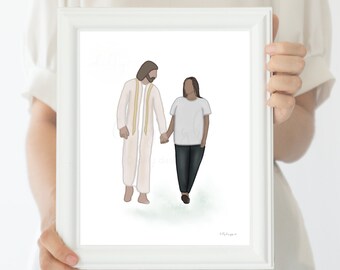 Walking With Christ Art Print: Christian Home Decor (Digital Download)