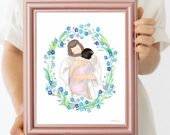 Jesus Hugging Toddler Girl Memorial Art (Digital Download)