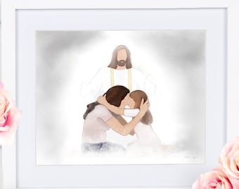 Jesus Christ Watercolor Art Print: Arms Open (Digital Download)