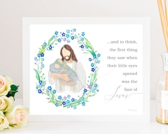 They First They Saw, When Their Little Eyes Opened, Was The Face Of Jesus, Twin Memorial Art, Twin Memorial Gift, Twin Pregnancy Loss, Faith