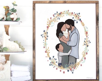 Rainbow Baby Memorial Print: Family Portrait Art (Digital Download)