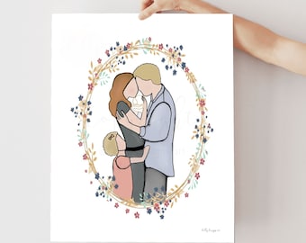 Baby Loss Family Portrait: Custom Digital Drawing (Instant Download)