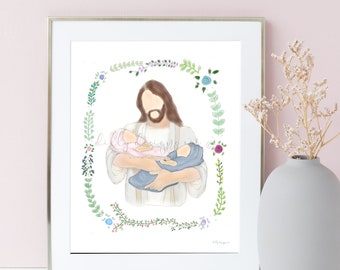 Memorial Artwork, Memorial Gift, Twin Memorial, Baby Memorial, Infant Memorial, Twin Loss Gift, Baby Loss Gift, Condolence Gift, Christ