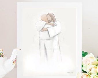 Grandpa Memorial Art, Christ's Reunion in Heaven, Funeral Gift (Digital)