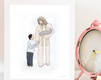 Jesus Christ Art, Baby With Jesus, LDS Artwork (Digital Painting)
