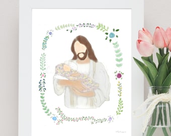 Angel Baby, Baby With Wings, Christ Holding Baby, Christ and Baby, Jesus Holding Baby, Jesus and Infant, Angel Baby Art, Christ and Angels