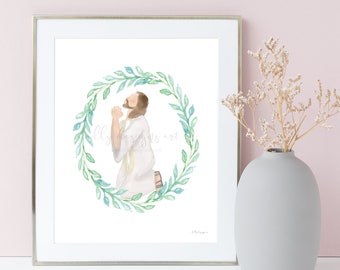 Jesus Praying Art: Gethsemane Watercolor Print (Digital Download)