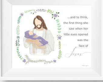 Jesus and Baby Art Print: Christian Memorial Keepsake (Digital Download)