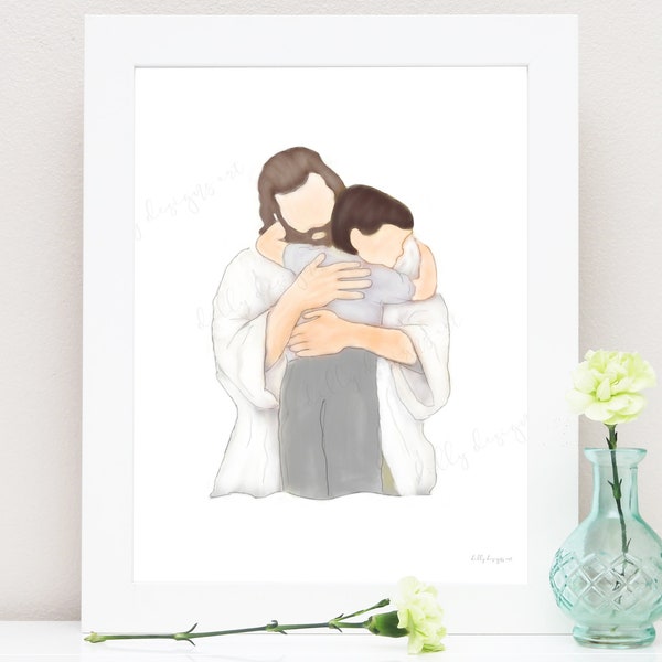 Jesus Christ and Boy Art Print: LDS Nursery Decor (Digital Download)