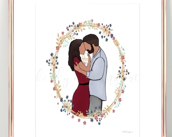 Angel Baby Memorial Print: Infant Loss Gift, Couple with Baby (Digital Download)