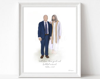 Man Walking With Jesus Art Print, Pastor Gift (Digital Download)
