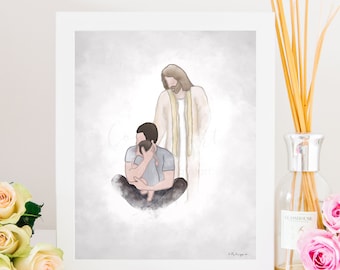 Christian Sympathy Art: Jesus, Baby, Loss Gift (Digital Download)