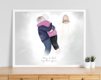 Reuniting in Heaven Art, Mom and Dad, Funeral Program (Printable Art)