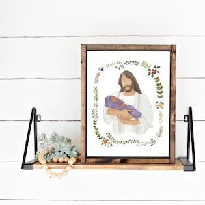 Christus hält Baby Kunstdruck: Erinnerung an Säugling Verlust (Digitaler Download)