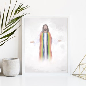 Christ Artwork, LGBTQIA Art, Christ Loves All, Jesus Loves All, God Art, Jesus Art, Christ Art, LGBTQ Gift, LGBTQ Printable, Rainbow Pride