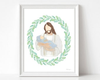 Infant Loss Gift, Jesus Christ Art Print, Grieving Art (Digital Download)