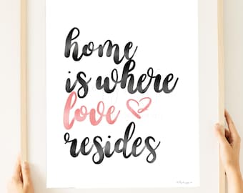 Calligraphy Quote Print, Home Decor, Pink and Black (Digital Download)