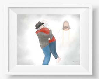 Old Love Reunion Art Print: Bereavement Gift (Digital Download)