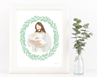 Baby and Jesus, Miscarriage, Infant Loss, Keepsake Gift, Digital Print, In His Arms, Printable Art, Digital Illustration, Loss, Comfort, Art