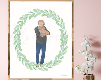 Dad Holding Angel Baby Art Print: Loss Remembrance Gift (Digital Download)