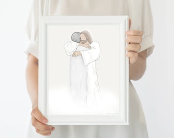 Christ and Loved One Remembrance Art, Funeral Gift (Digital Download)