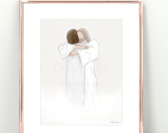 Sympathy Gift: Memorial Art Print, Comforting Embrace (Digital Download)