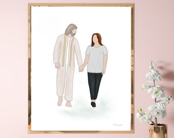 Jesus Comforting Woman Art Print: Spiritual Christian Gift (Digital Download)