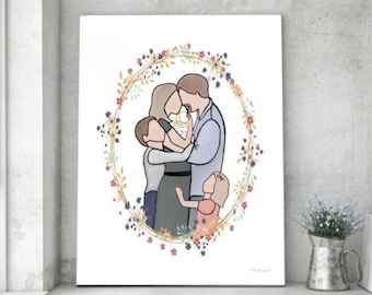 Family Painting: Sibling Loss Memorial Gift (Digital Download)