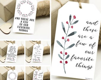 Watercolor Christmas Gift Tags, Holiday Favor Tags (Digital Download)