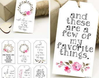 Favorite Things Gift Tags: Printable Party Favor Tags (Digital Download)