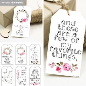 Favorite Things, My Favorite Things, Favorites, Favorites Party, Favorite Thing, Gift Tags, Gift Tag, Favor Tags, Tags, Printable Gift Tags