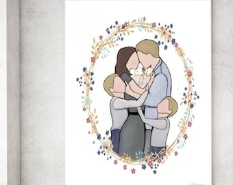 Family of 6 Art Print: Memorial Babies, Infant Loss (Digital Download)