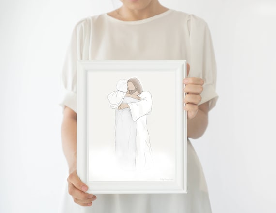Christ and Loved One Funeral Art Print (Digital Download)