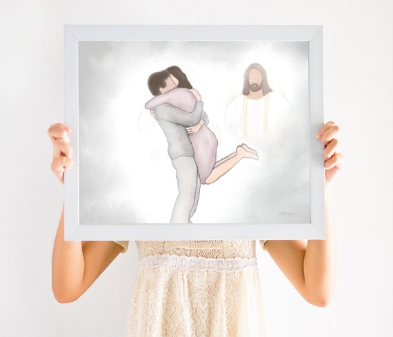 Condolence Gift, Embrace In Heaven, Heavenly Embrace, Welcome Home, Jesus Christ Art, Sympathy Gift, Condolence Art, Sympathy Art, Memorial