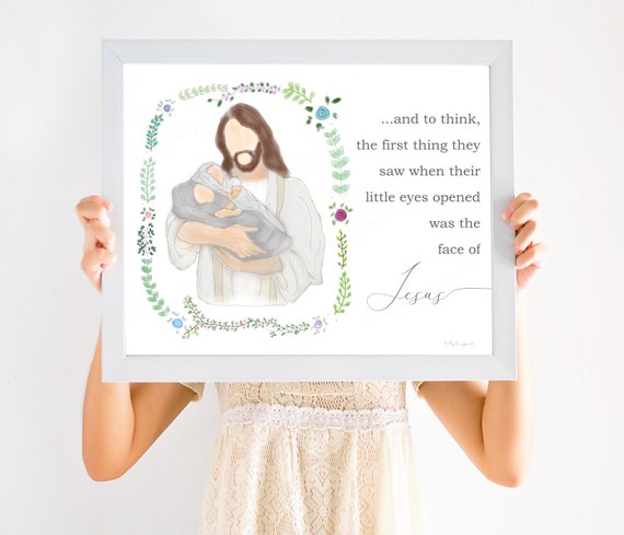 Miscarriage Gift, Miscarriage, Twin loss, Loss of Babies, Angel Babies, Infant Loss, And to think, little eyes opened, face of Jesus, Art