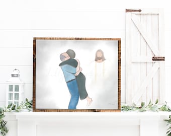 Reunion, Grandparents in Heaven, Parents in Heaven, Heavenly Embrace, Celebration of Life, Funeral Art, Memorial Art, Family Art,Bereavement