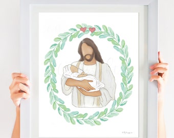 Christ Holding Baby Memorial Print: Bereavement Gift (Digital Download)