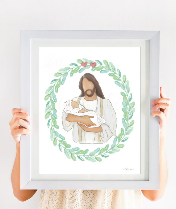 Printable Memorial, Christ Holding Baby, White Blanket, Two Losses, Loss of Babies, Twin Loss, Mom Bereavement, Baby Bereavment, Christian