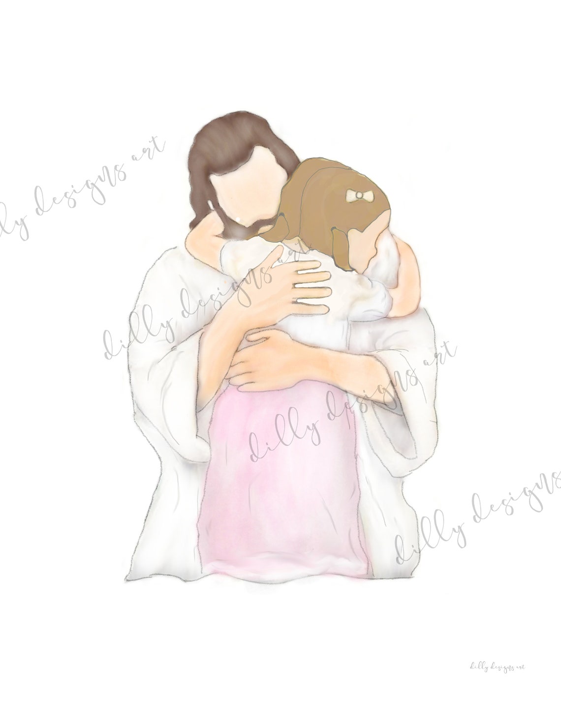 Jesús abrazando niño Jesucristo arte niña con Jesús niños | Etsy