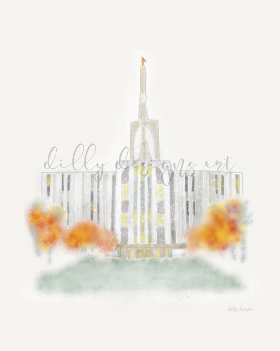 Seattle Temple Art Print, Hand-Drawn LDS Wall Decor (Digital Download)