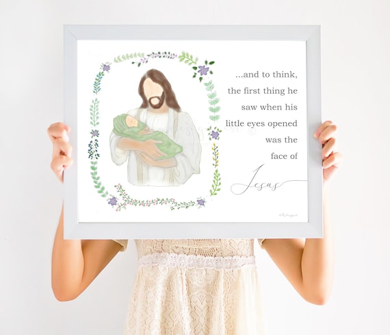 Jesus Holding Baby Art Print, Angel Baby Gift (Digital Download)
