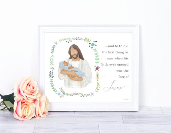 Infant Loss Memorial Art: Jesus Holding Baby, Bereavement Gift (Digital Download)