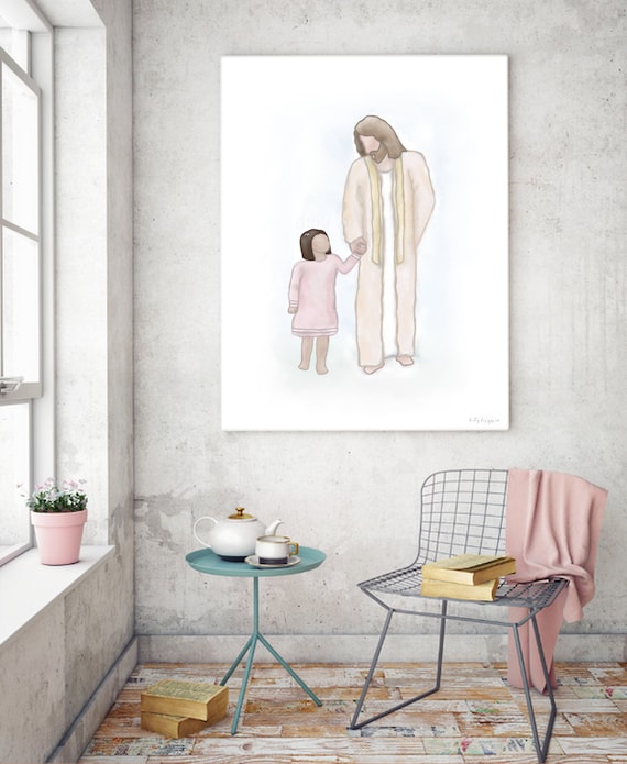 Walking With Jesus, Christ With Child, Christian Art, Christian Painting, Digital Art, Digital Print, Printable JPG, Christian Printables