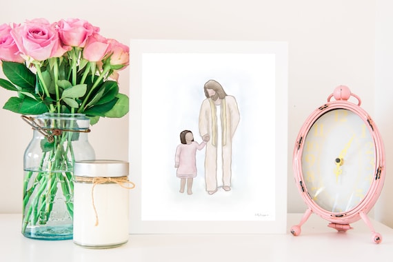 Christ With Child Art Print: Christian Watercolor Painting (Digital Download)