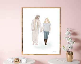 Jesus and Woman Art Print: Comforting Christian Gift (Digital Download)