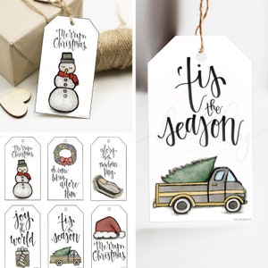 Printable Christmas Tags, Art Gift Tags, Calligraphy Gift Tags ...